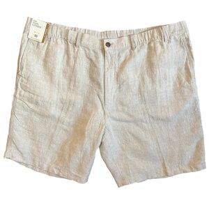 Caribbean Natural Isle Sands 100% Linen Flat Front Shorts